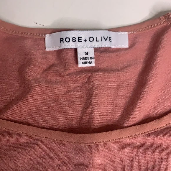 Blush Rose + Olive Pleated Short Sleeve not so basic Tee women’s medium shirt - Picture 5 of 5